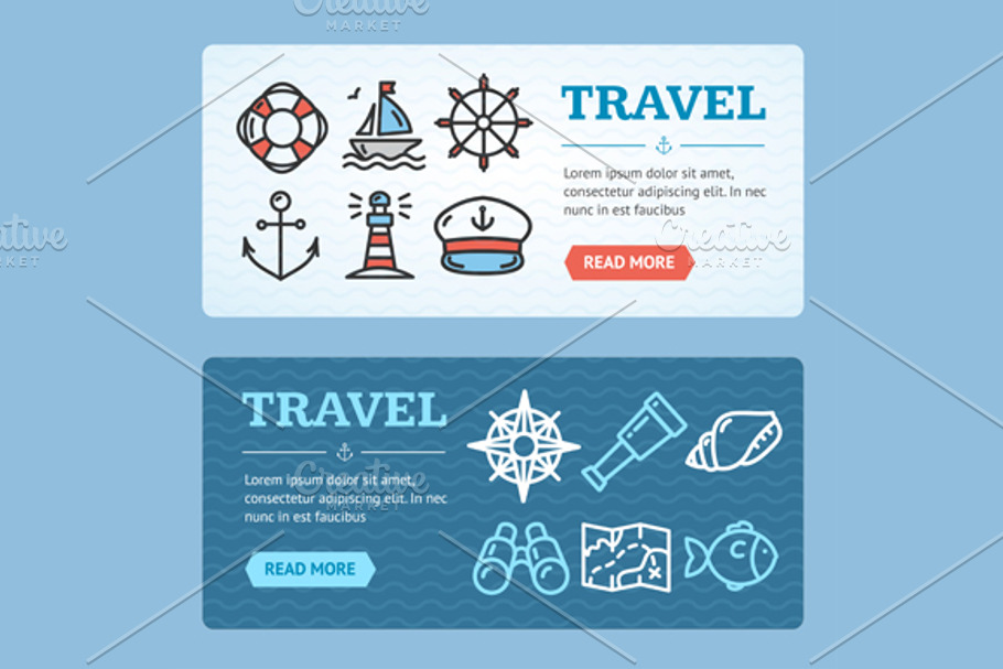 Travel Banner Set. Vector in Illustrations - product preview 8
