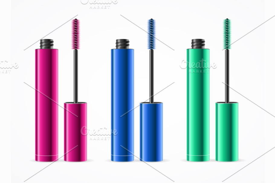 Colorful Mascara Set. Vector in Objects - product preview 8