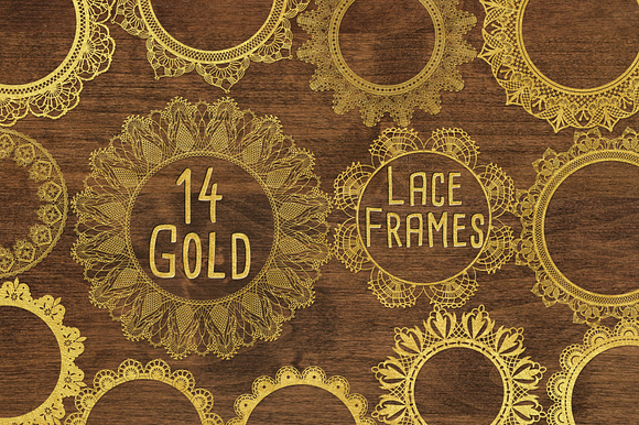 Gold Lace Frames Clipart Overlays in Objects - product preview 1