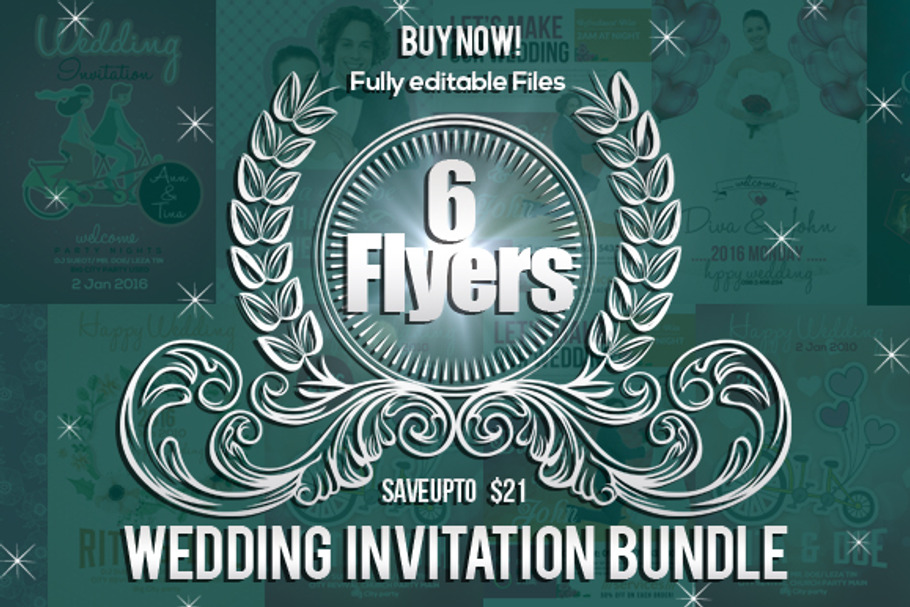 6 Wedding Invitation Flyers Bundle