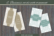 6 Business cards with ornament