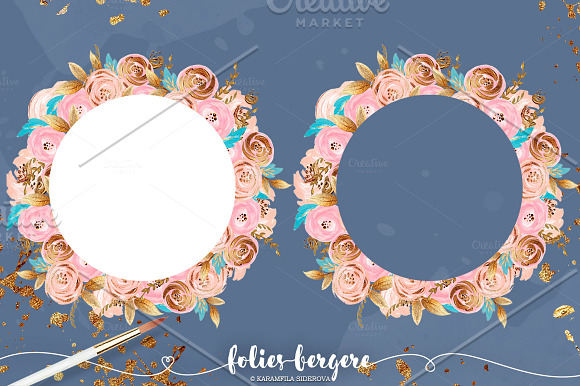 Blush & Gold Floral Clipart in Illustrations - product preview 3