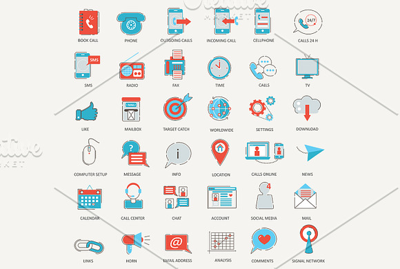 36 Contact us flat line icons set. in Contact Icons - product preview 1
