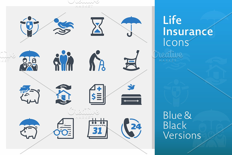 Life Insurance Icons - Blue Series in Safety Icons - product preview 8