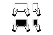 Hands holding smart phone and tablet
