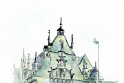 watercolor european cathedral