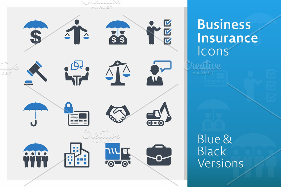 Business Insurance Icons | Blue in Graphics - product preview 8