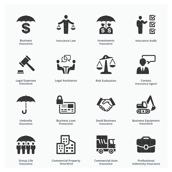 Business Insurance Icons | Blue in Graphics - product preview 2