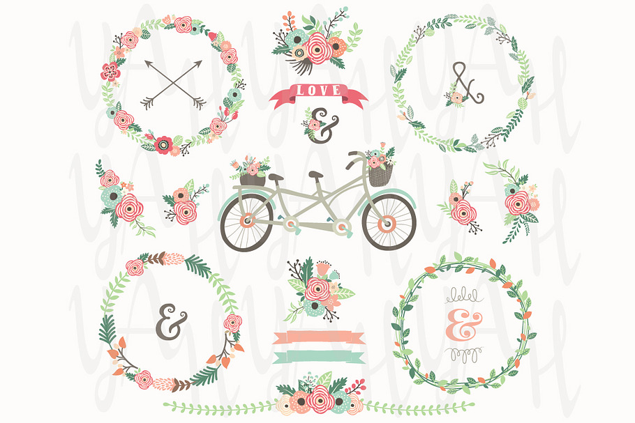 Wedding Floral Wreaths Bicycles