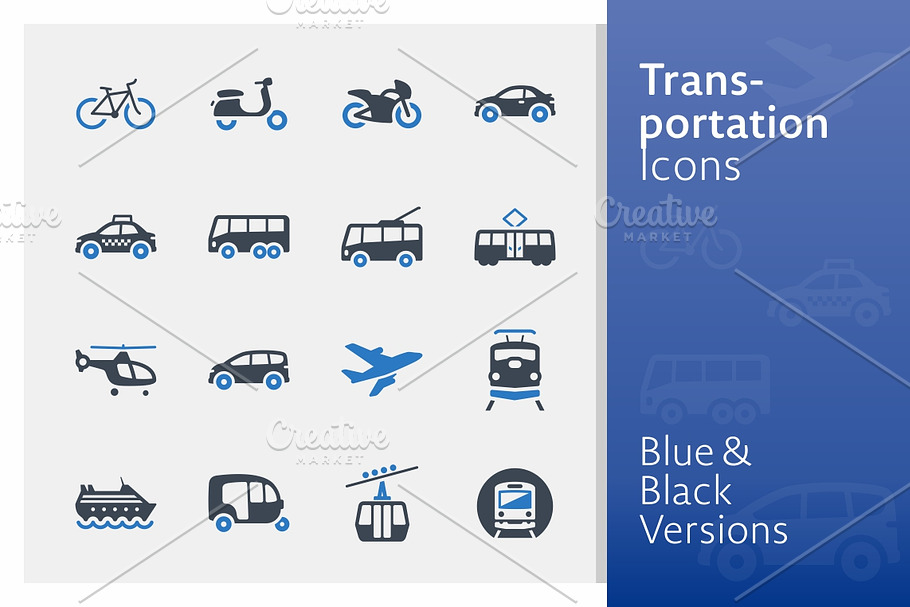 Transportation Icons - Blue Series