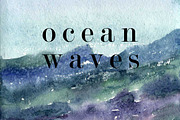 Ocean waves watercolor texture