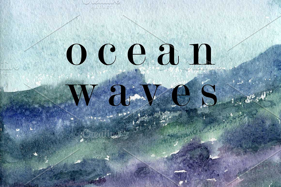 Ocean waves watercolor texture in Textures - product preview 8
