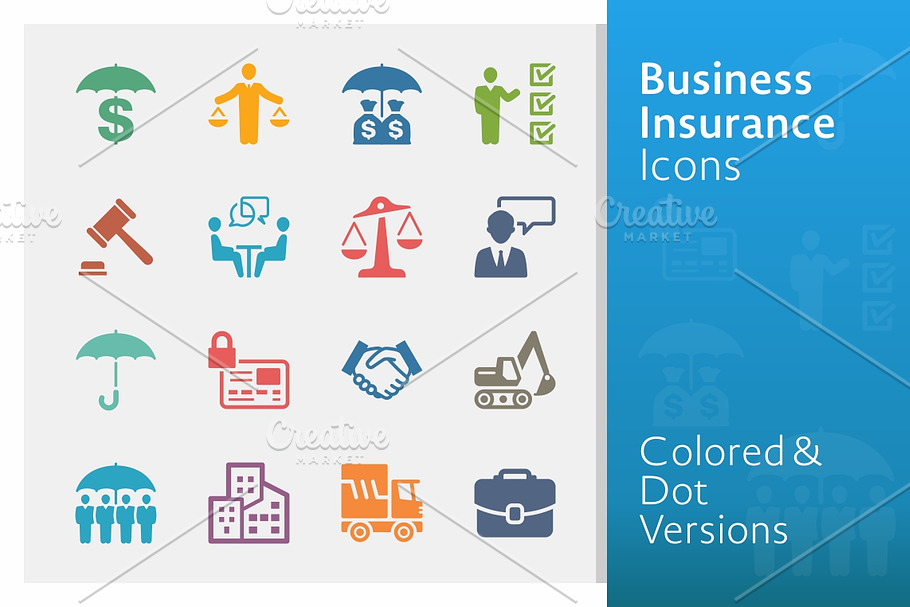 Business Insurance Icons | Colored in Graphics - product preview 8