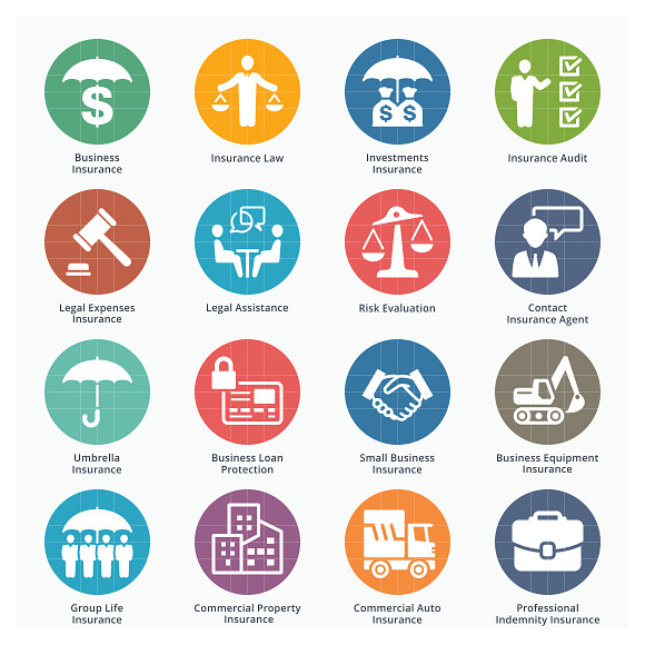 Business Insurance Icons | Colored in Graphics - product preview 2