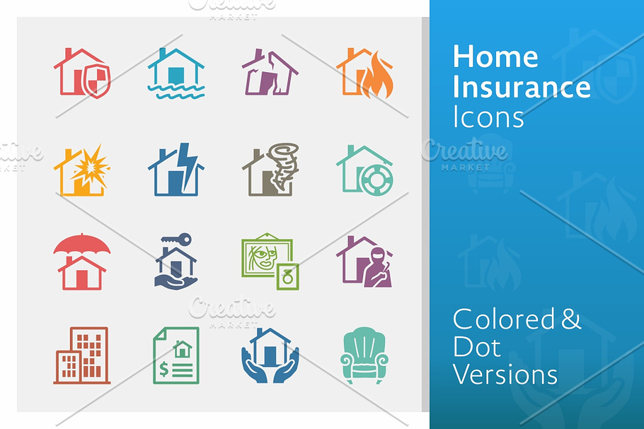 Home Insurance Icons | Colored
