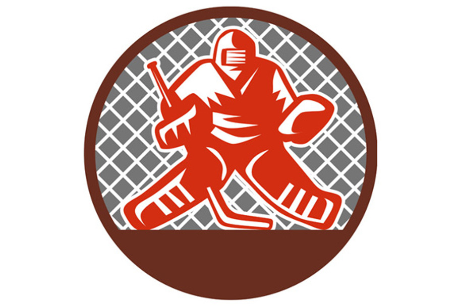 Ice Hockey Goalie Circle Retro in Illustrations - product preview 8