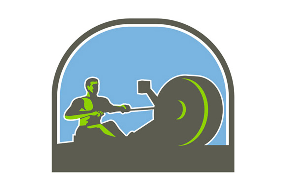 Rower Rowing Machine Half Circle  in Illustrations - product preview 8