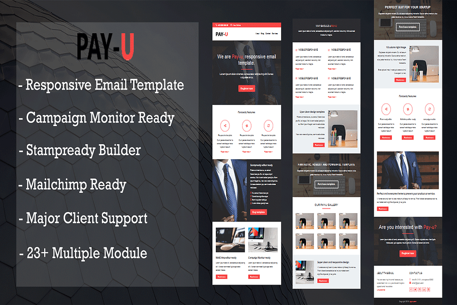 PAY-U Responsive Email Template in Mailchimp Templates - product preview 8