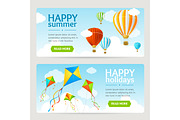 Summer Holiday Card Set. Vector