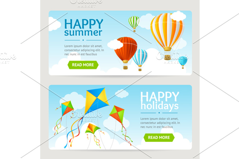 Summer Holiday Card Set. Vector in Illustrations - product preview 8