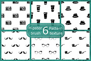 Set of 6 seamless hipster patterns. 