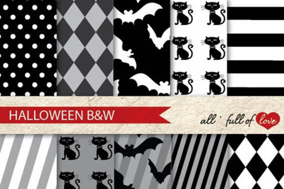 -60% Halloween Paper Kit Black White
