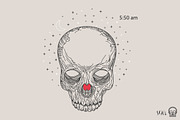 Skull Label Illustration
