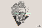 Skull Label - Rock and Roll Skull