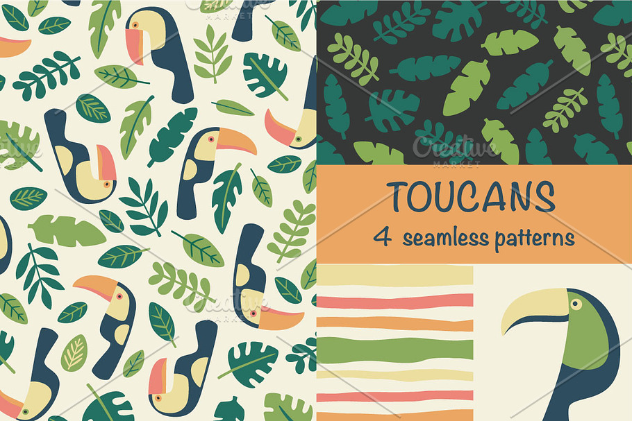 Toucans - seamless patterns