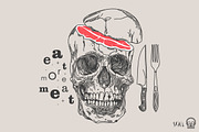 Skull Label - Eat More Meat
