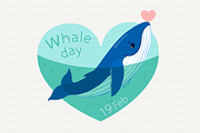 vector Cartoon humpback whale