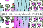 Watercolor Succulents Digital Paper