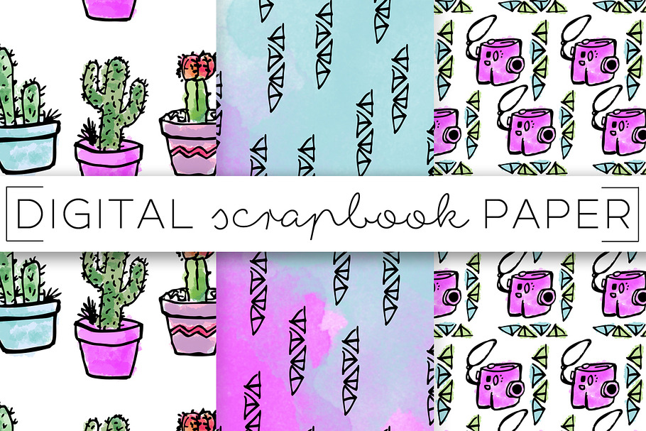 Watercolor Succulents Digital Paper in Patterns - product preview 8