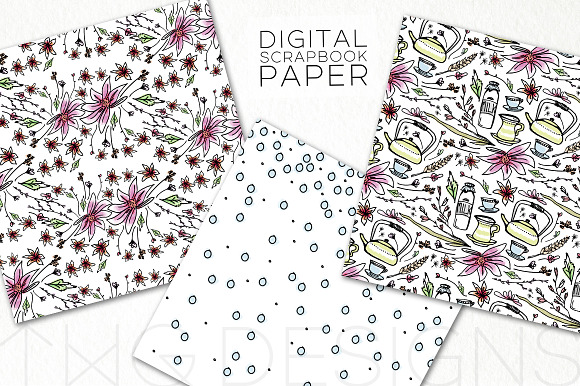 Tea Party Digital Paper in Patterns - product preview 1