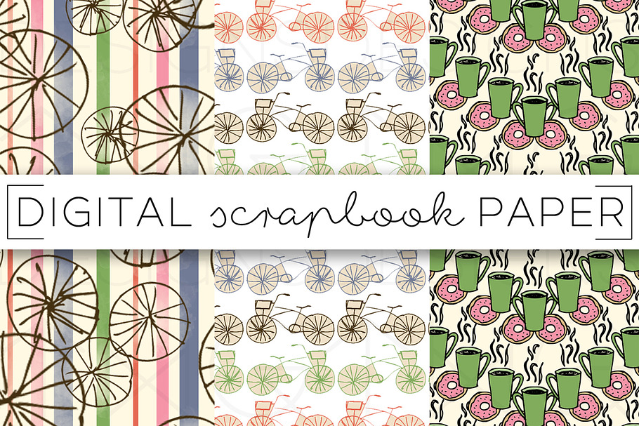 Vintage Bikes Digital Paper in Patterns - product preview 8