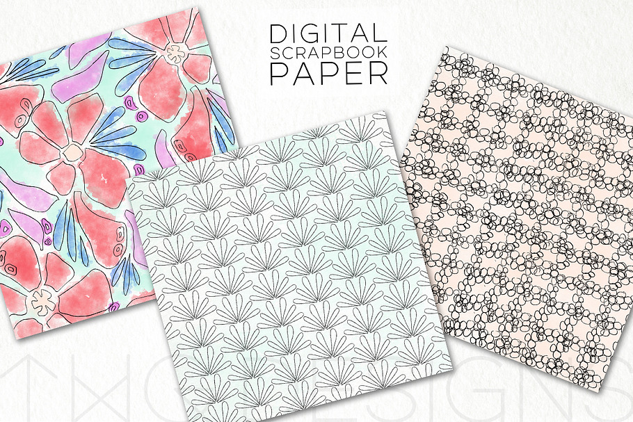 Abstract Florals Digital Paper in Patterns - product preview 8