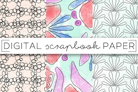 Abstract Florals Digital Paper in Patterns - product preview 1