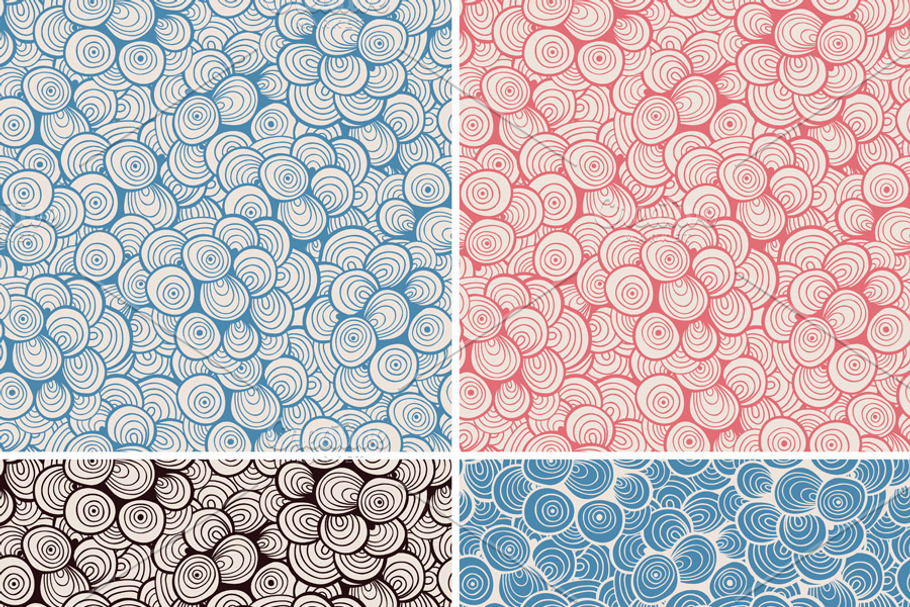 4 Vector Seamless Doodle Abatract Pa in Patterns - product preview 8