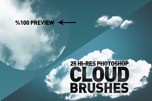 25 Hi-Res Cloud Brushes in Photoshop Brushes - product preview 1