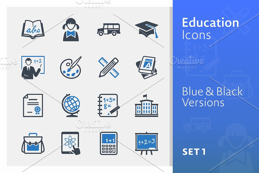 Education Icons Set 1 - Blue Series