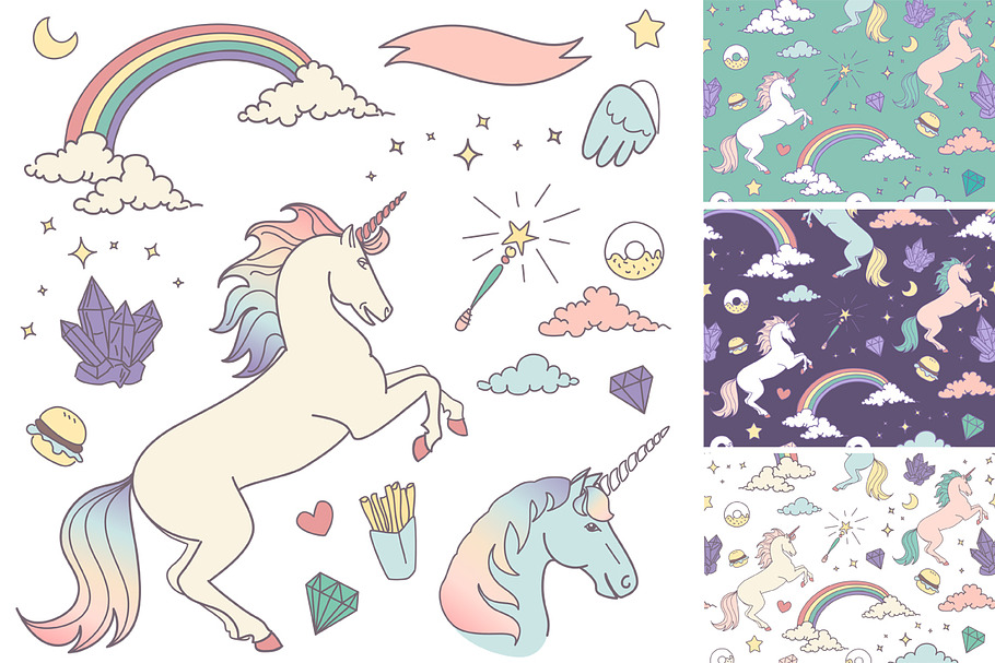 Unicorn Clip Art & backgrounds in Illustrations - product preview 8