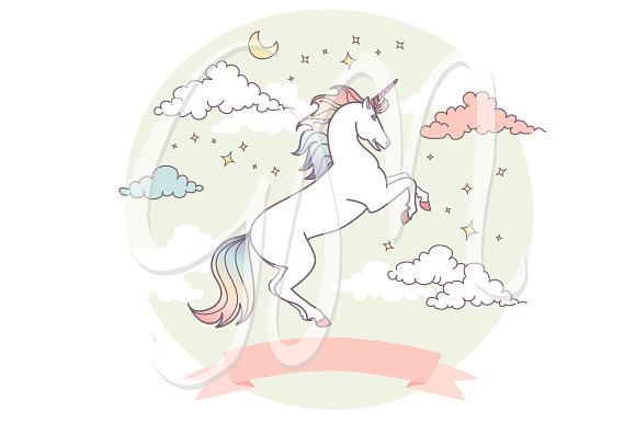 Unicorn Clip Art & backgrounds in Illustrations - product preview 2