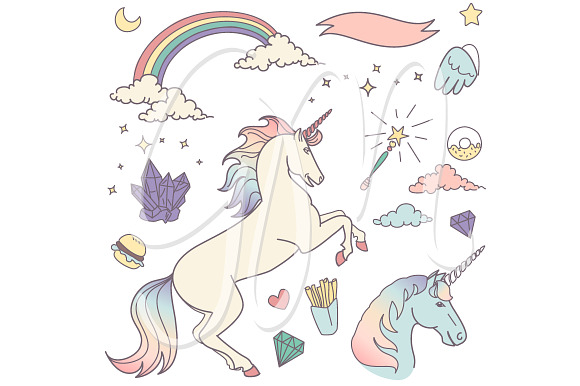 Unicorn Clip Art & backgrounds in Illustrations - product preview 4