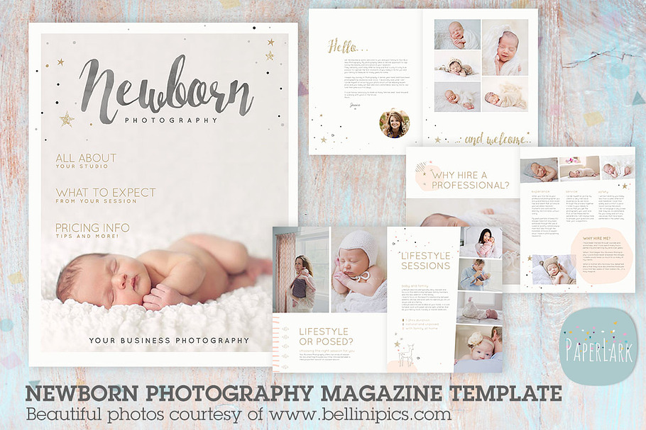 PG016 Newborn Photography Magazine in Magazine Templates - product preview 8