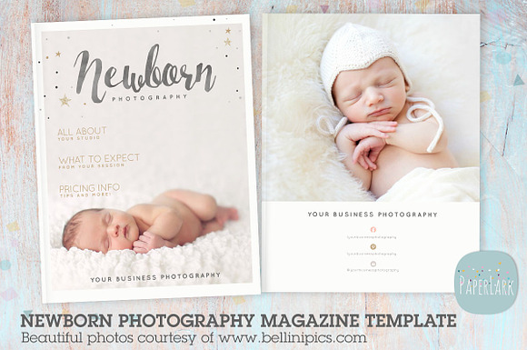 PG016 Newborn Photography Magazine in Magazine Templates - product preview 3