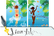 Woman in bikini swimwear at tropical