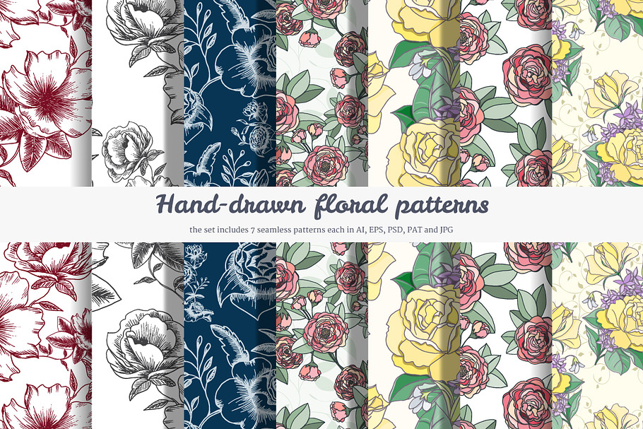 7 Flower patterns in Patterns - product preview 8
