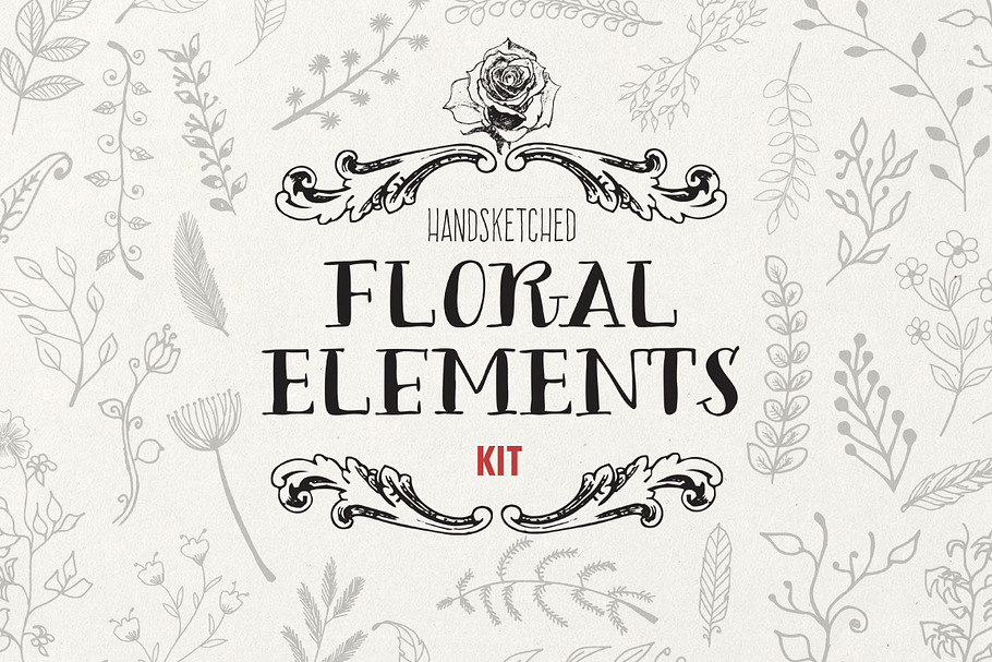 Handsketched Floral Elements Kit in Illustrations - product preview 8