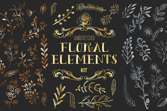 Handsketched Floral Elements Kit in Illustrations - product preview 1