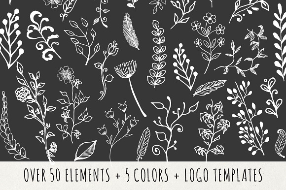 Handsketched Floral Elements Kit in Illustrations - product preview 2